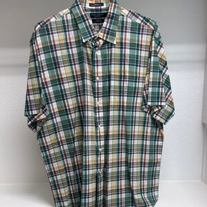 Daniel Cremieux Men’s XL Short Sleeve 100%‎ Cotton Colorful Plaid Button Down